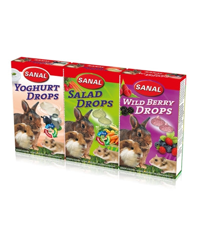 Sanal Knaagdier Snacks 3-Pack: Yoghurt, Salade en Bosbes Drops