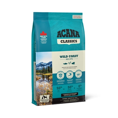 Acana Classics Wild Coast 14,5kg hondenvoer, met afbeelding van de zak hondenvoer.