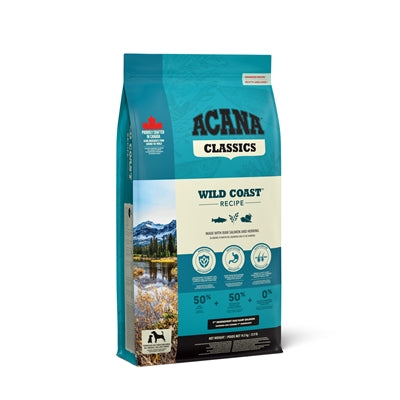 Acana Classics Wild Coast 14,5kg hondenvoer, met afbeelding van de zak hondenvoer.