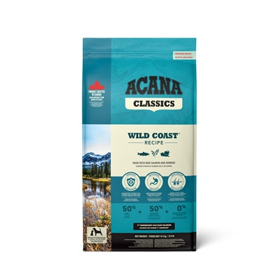 Acana Classics Wild Coast 14,5kg hondenvoer, met afbeelding van de zak hondenvoer.