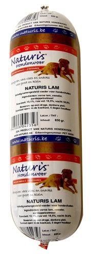 Naturis Houdbaar Lam 650gr, natuurlijk hondenvoer van lamsvlees, zeewier en rijstebloem