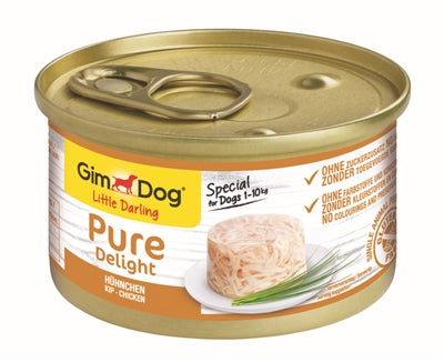 Gimdog Little Darling Pure Delight Kip 12x85gr, natvoer voor honden, malse stukjes kip in gelei