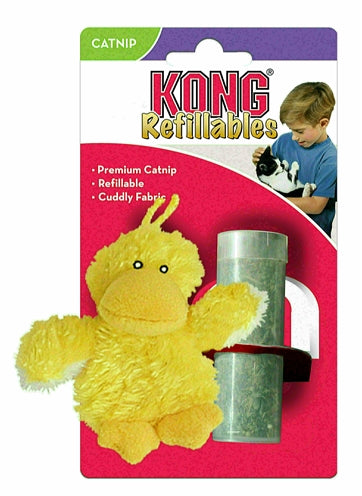 Kong Kat Pluche Eend Geel, kattenspeelgoed met catnip- kattenkruid  9x5x5,5 cm