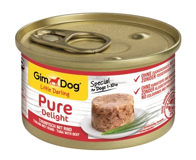 Gimdog Little Darling Pure Delight Tonijn en Rund natvoer voor honden, 12x85g blikjes