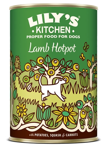 Lily's Kitchen Dog Lamb Hotpot, 6 blikken van 400 gram natvoer voor honden, met lam, aardappelen, groenten en fruit