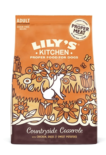 Lily's Kitchen Dog Adult Chicken & Duck Countryside Casserole 7kg, graanvrij hondenvoer met kip en eend