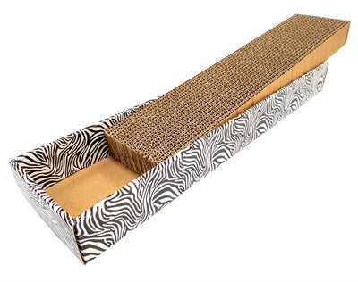 Croci Krabplank Homedecor Dierenprint Zebra, 48 x 12,5 x 5 cm, kartonnen krabplank voor katten met zebraprint, omkeerbaar krabvlak en kattenkruid