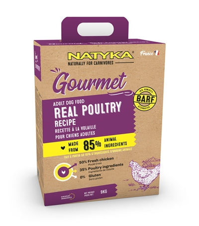 Natyka Gourmet Adult Poultry 9kg hondenvoer, semi-moist met verse kip