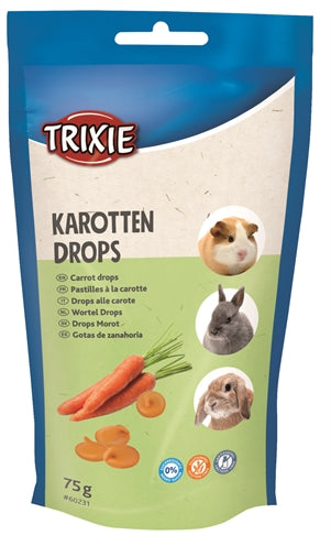 Trixie Knaagdier Drops Wortel 75gr, knaagdiersnack met wortelsmaak