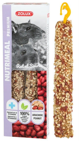 Afbeelding van Zolux Nutrimeal Stick Rat/Muis Pinda, 2 stuks, met pinda's en granen