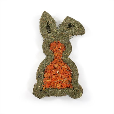 Rosewood Naturals Carrot 'N' Forage Bunny knaagsnack, 19cm, met wortelschijfjes en hooi