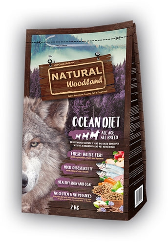 Zak Natural Woodland Ocean Diet 2kg hondenvoer, met witvis en tonijn, glutenvrij en hypoallergeen.