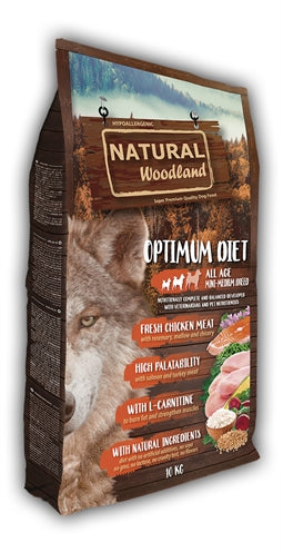 Natural Woodland Optimum Mini/Medium Breed Diet 2kg hondenvoer, droogvoer brokjes met kip