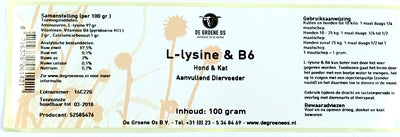 De Groene Os L-Lysine / B6 Hond / Kat