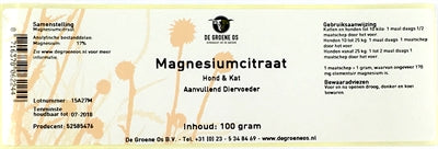 De Groene Os Magnesiumcitraat Hond / Kat