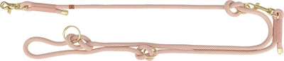 Trixie Soft Rope Hondenriem Roze/Licht Roze, verstelbaar, met gouden details en karabijnhaak.