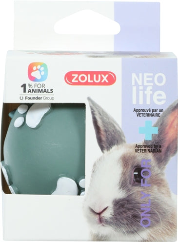 Zolux Neolife Snackbal Konijn Groen, 7 cm, gevuld met snacks, eco-vriendelijk speelgoed voor konijnen