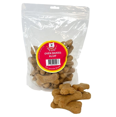 Dog Treatz Oven Baked Kluif 600 gram, ovengebakken hondenkoekjes in botvorm.