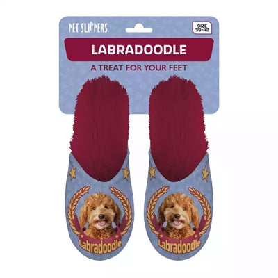 Merkloos Pantoffel Labradoodle Lila / Rood