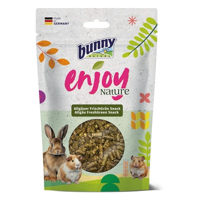 Bunny Nature Enjoynature Allgau Freshgreen Snack 200g, natuurlijke knaagdiersnack van graslandkruiden, vezelrijk en goed voor de tanden