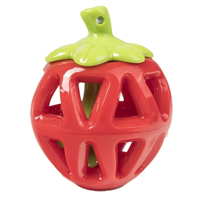 Fofos Fruity-Bites Treat Dispenser Aardbei, hondenspeeltje in de vorm van een rode aardbei, geschikt voor het vullen met hondensnacks