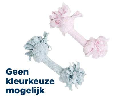 Puppy touw speelgoed van het merk Fofos gemaakt van zachte terrycloth met 2 knopen