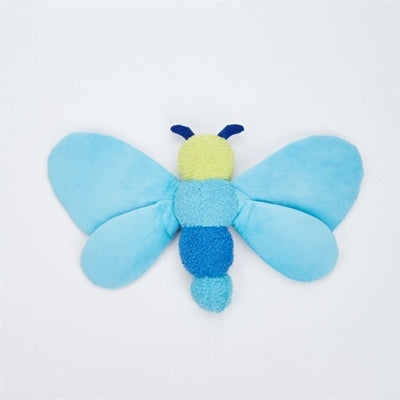 Fofos Jumbo Butterfly Blue hondenknuffel, grote blauwe vlinder met pieper en crinkle papier.