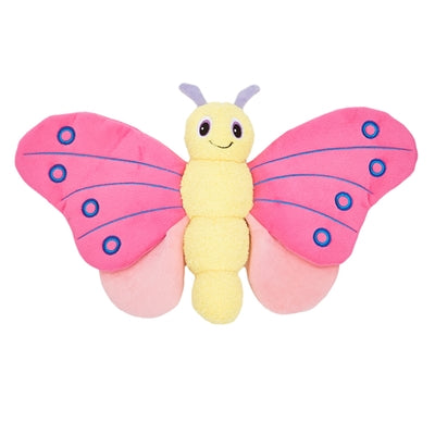 Fofos Jumbo Butterfly Pink hondenknuffel, grote roze vlinder met pieper en crinkle.