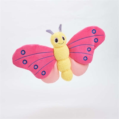 Fofos Jumbo Butterfly Pink hondenknuffel, grote roze vlinder met pieper en crinkle.