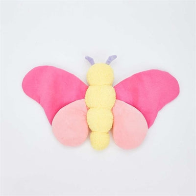 Fofos Jumbo Butterfly Pink hondenknuffel, grote roze vlinder met pieper en crinkle.