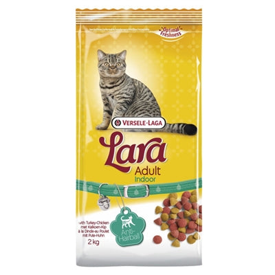 Lara Adult Indoor Kattenvoer, Kip en Kalkoen, Anti Haarbal, 2kg